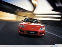 Mazda RX8 red in garage wallpaper