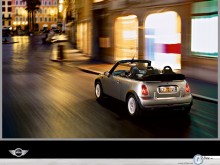 Mini One Cabrio in metro wallpaper